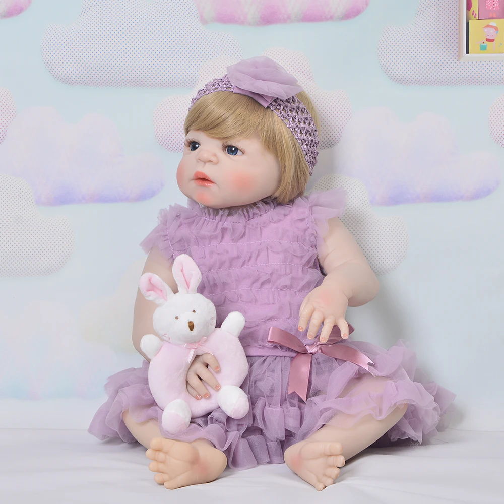

Кукла реборн Мягкая силиконовая, Реалистичная кукла-младенец, виниловая кукла на все тело для девочек, игрушка на день рождения, 57 см