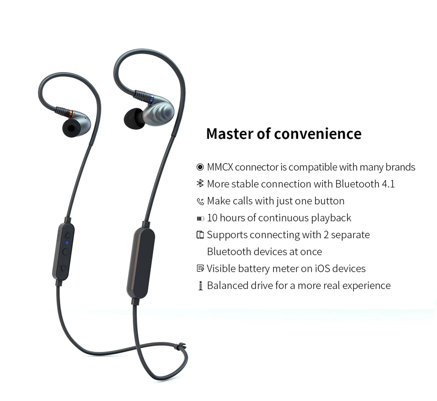 Новая версия FiiO RC-BT Bluetooth aptX AAC наушники с микрофоном и пультом дистанционного управления стандартный MMCX кабель для Shure/Westone/JVC/FiiO