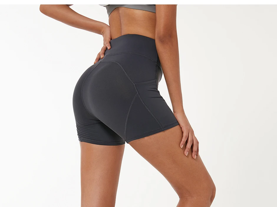 Sevencolorfit сексуальные шорты с карманом для йоги для женщин с высокой талией Короткий спортзал фитнесс тренировка, Упражнение плотные Althletic шорты