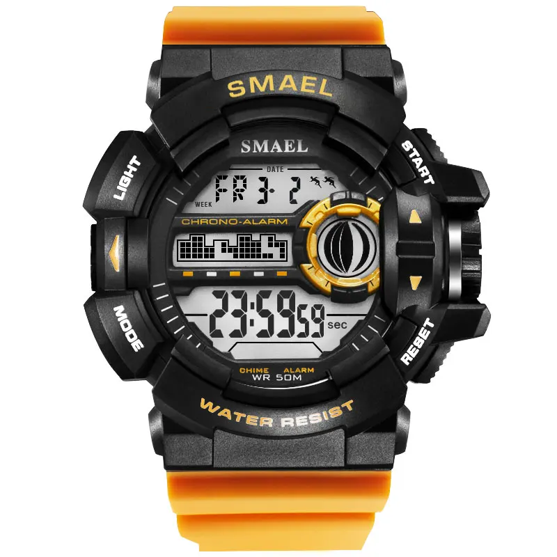 Orange Военные часы, спортивные часы для мужчин, SMAEL, мужские часы S, ударопрочные, мужские часы, водонепроницаемые, 1436B светодиодный цифровой wrsitwatch - Цвет: Orange