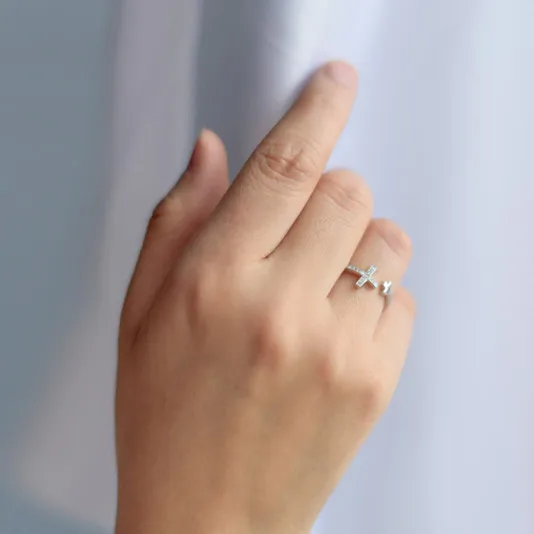 Серебряное кольцо с двойным боковым крестом MIESTILO ювелирное изделие из