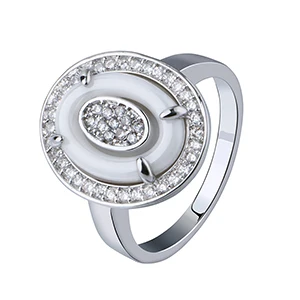 White Silver Ring Модная черная керамика золотые обручальные кольца для женщин ювелирные изделия элегантный стиль 3 мм страз кольцо в форме яйца Кристалл biles pour femme кольцо керамика - Цвет основного камня: White Silver Ring