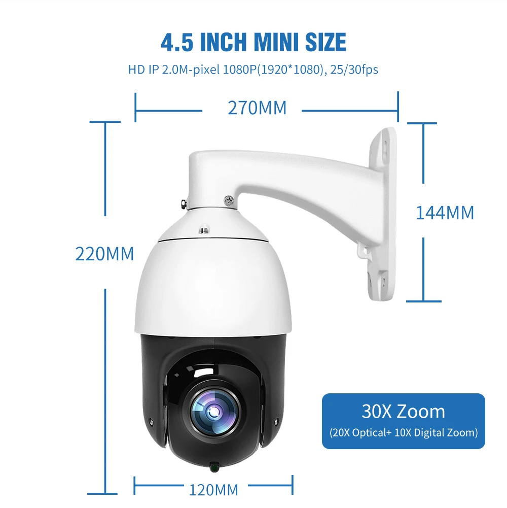 1080P PTZ IP камера AI автоматическое отслеживание 30X зум H.265 IP66 POE IP камера AI человеческое тело лицо Масштабирование Программирование пресеты патрульная