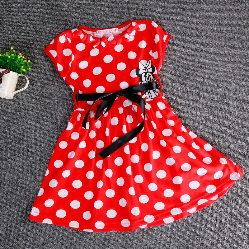 2017 новое летнее платье с Минни одежда для малышей без рукавов в горошек принтом