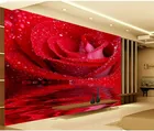 Настенные 3D обои на заказ, большая красная роза, романтические и теплые фотообои для свадебного дома, настенные 3D-обои, HD обои на стену