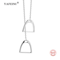 yafeini real 925 sterling silver necklace lucky double stirrup pendant necklace choker for women girl gift fine jewelry necklace