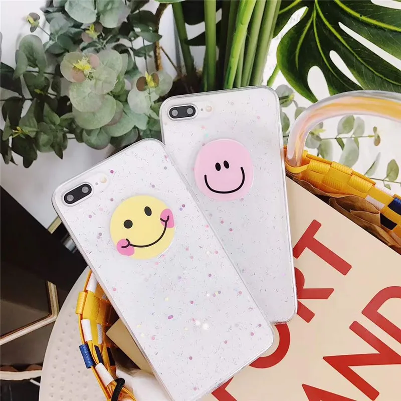 Чехол для телефона XSMYiss iPhone X 6 6S 7 8 Plus милый прозрачный мягкий чехол со смайликом и