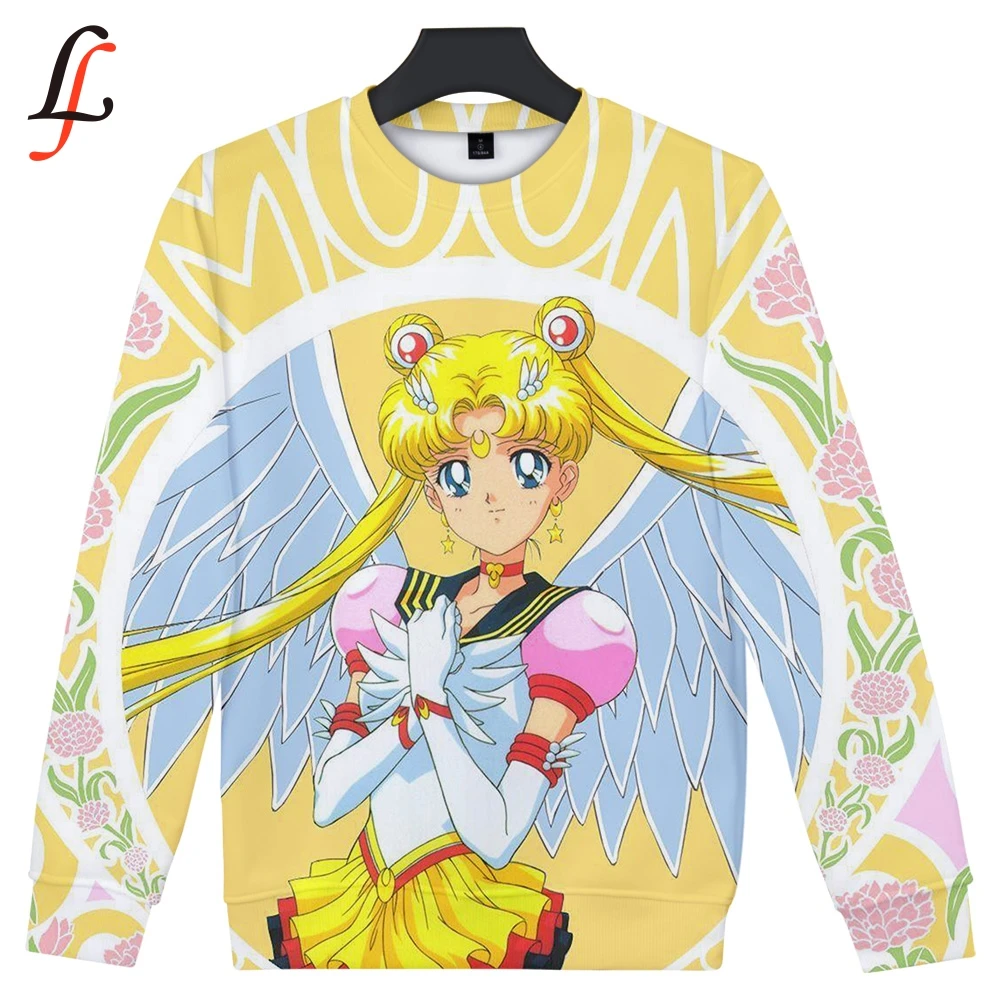 Sailor Moon 3D программное обеспечение с длинными рукавами круглым вырезом Harajuku