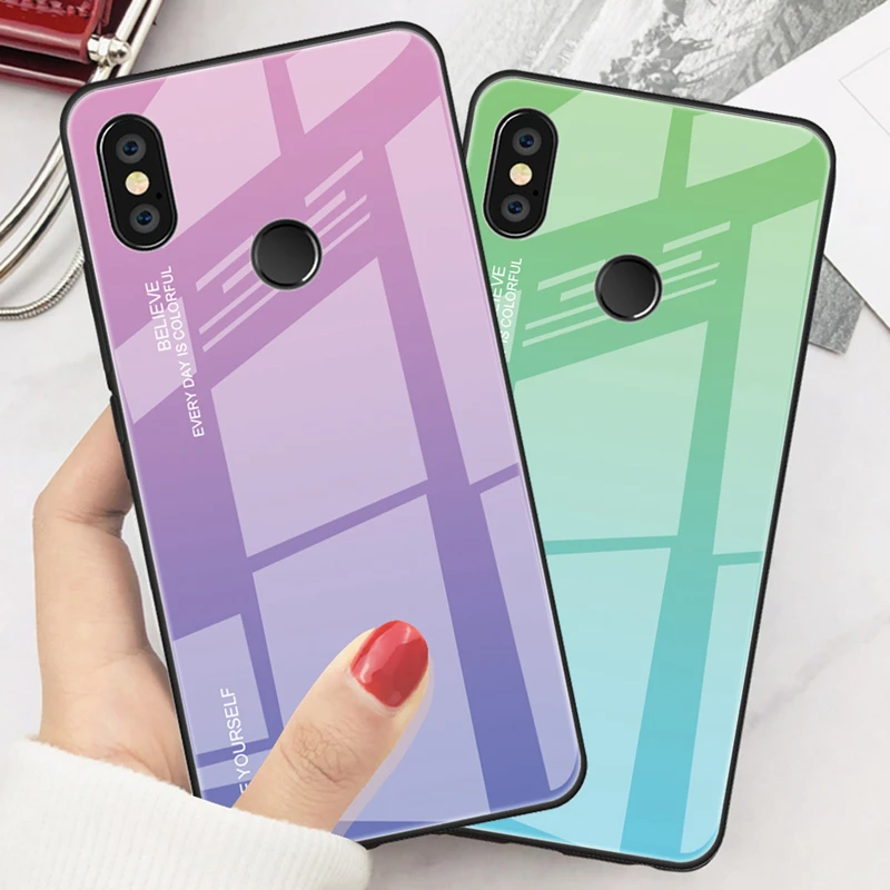 Роскошный градиентный чехол из закаленного стекла для Xiaomi RedMi 6A Note 6 Pro 6Pro чехлы