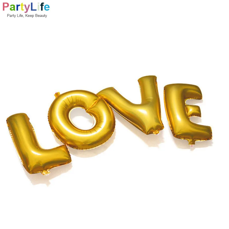 16-дюймовая Золотая алюминиевая фольга шарик в форме букв для свадьбы праздника и