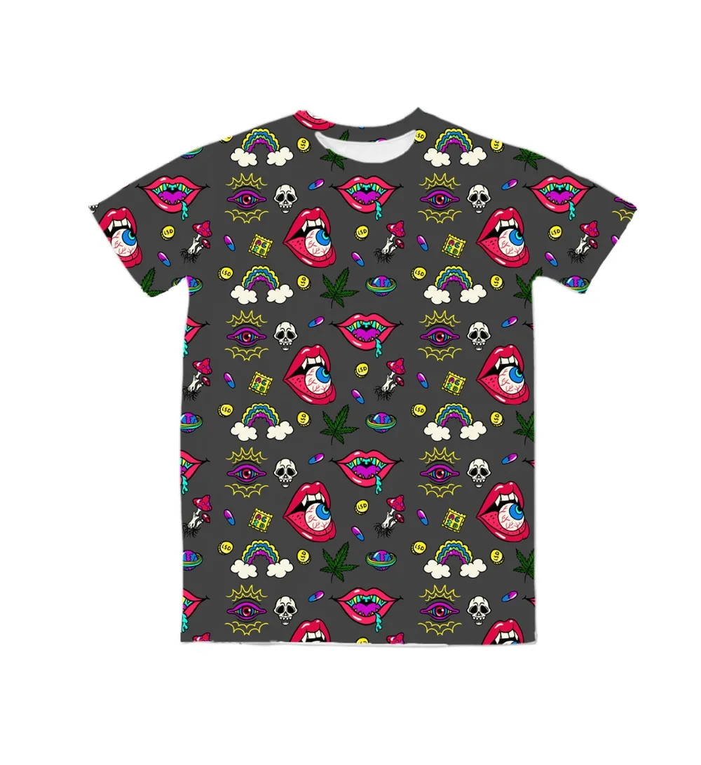 

В режиме реального США американский Размеры психоделические радуги 420 весело 3D сублимационная печать Высокое качество дышащие футболки ра...