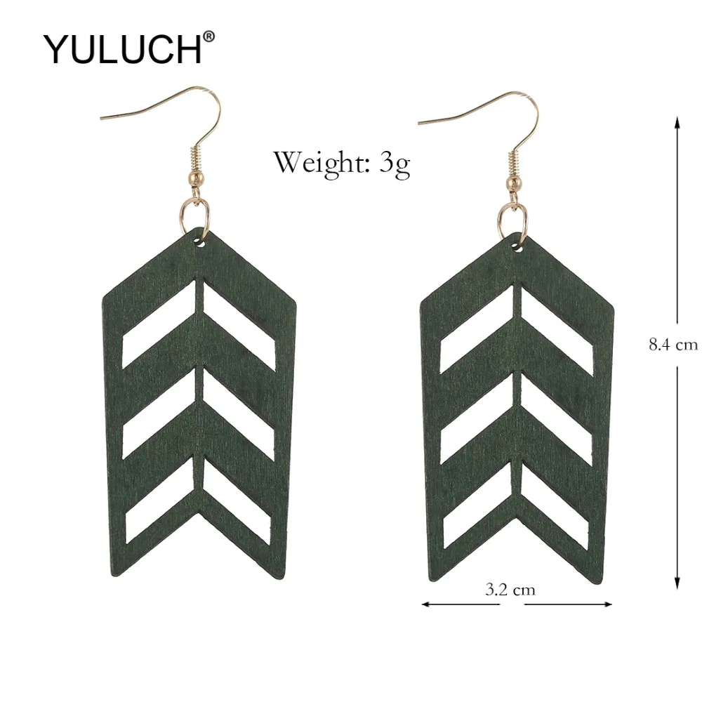 YULUCH 2019 модные деревянные полые черные висячие серьги с подвесками этнические