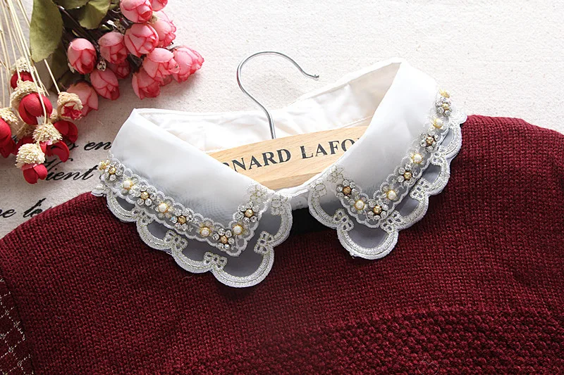 Женская белая вышивка с бусинами|shirt embroidery|collar shirtcollar women |