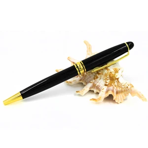 5 pieces/lot Metal ball pen Bright chrome ballpoint pens Black metal pen with Gold parts High quality Metal ballpoint pens