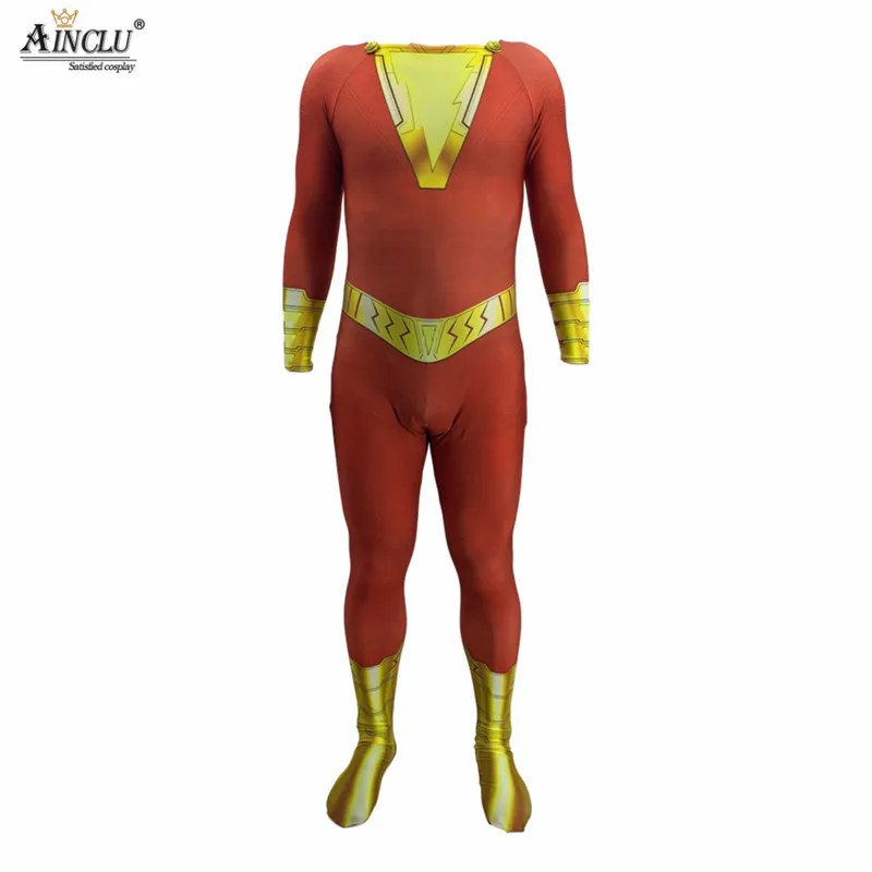 Ainclu 24 часов улететь мужские Мальчики Shazam костюмы 3D печатных лайкра спандекс Закари Levi's Косплэй Зентаи комбинезон костюм боди