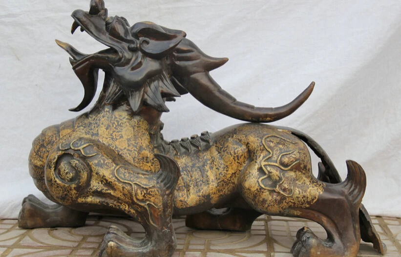 song voge gem S6053 31&quot Larger Chinese Bronze exorcise fly Unicorn Beast Pi Xiu Statue sculpture | Дом и сад