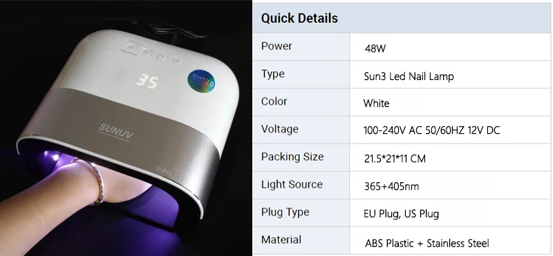 Светодиодная УФ-лампа для ногтей сушилка Smart sensor SunUV 48w лампа для ногтей