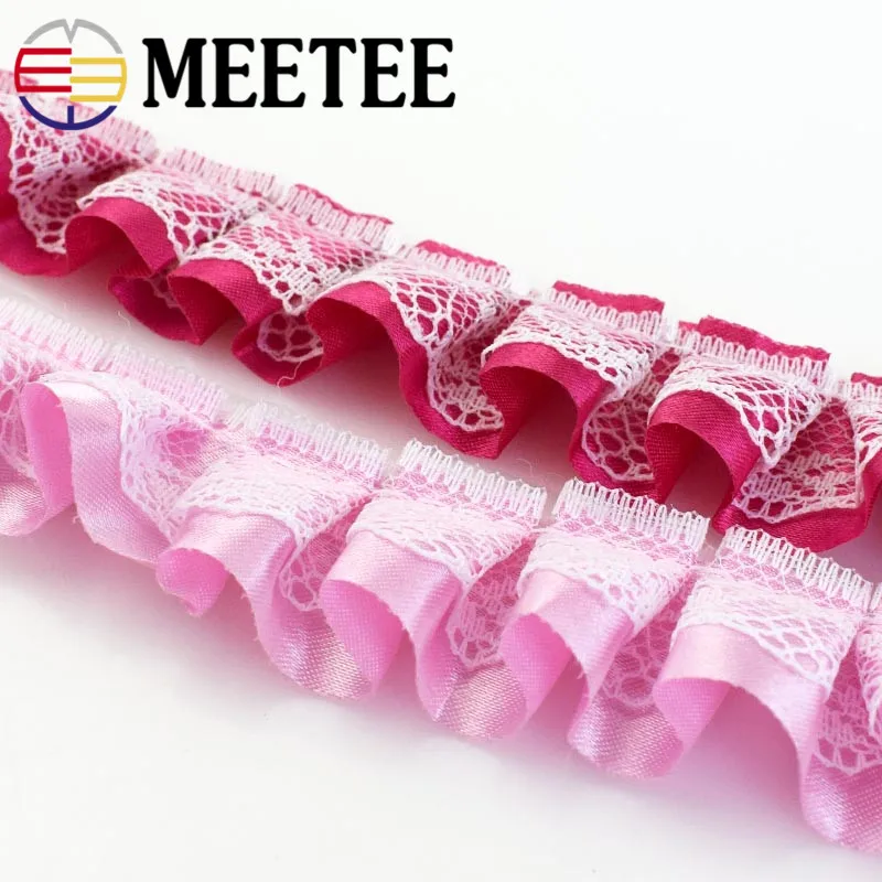 10 ярдов Meetee 2 5 см атласная кружевная отделка Лента ткань складное Кружево DIY
