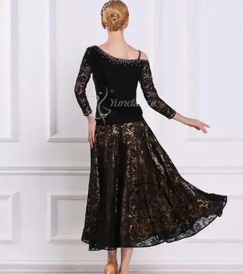 

customize blue long sleeve Fox trot Waltz tango practice ballroom dance dress social dance dress M-1638