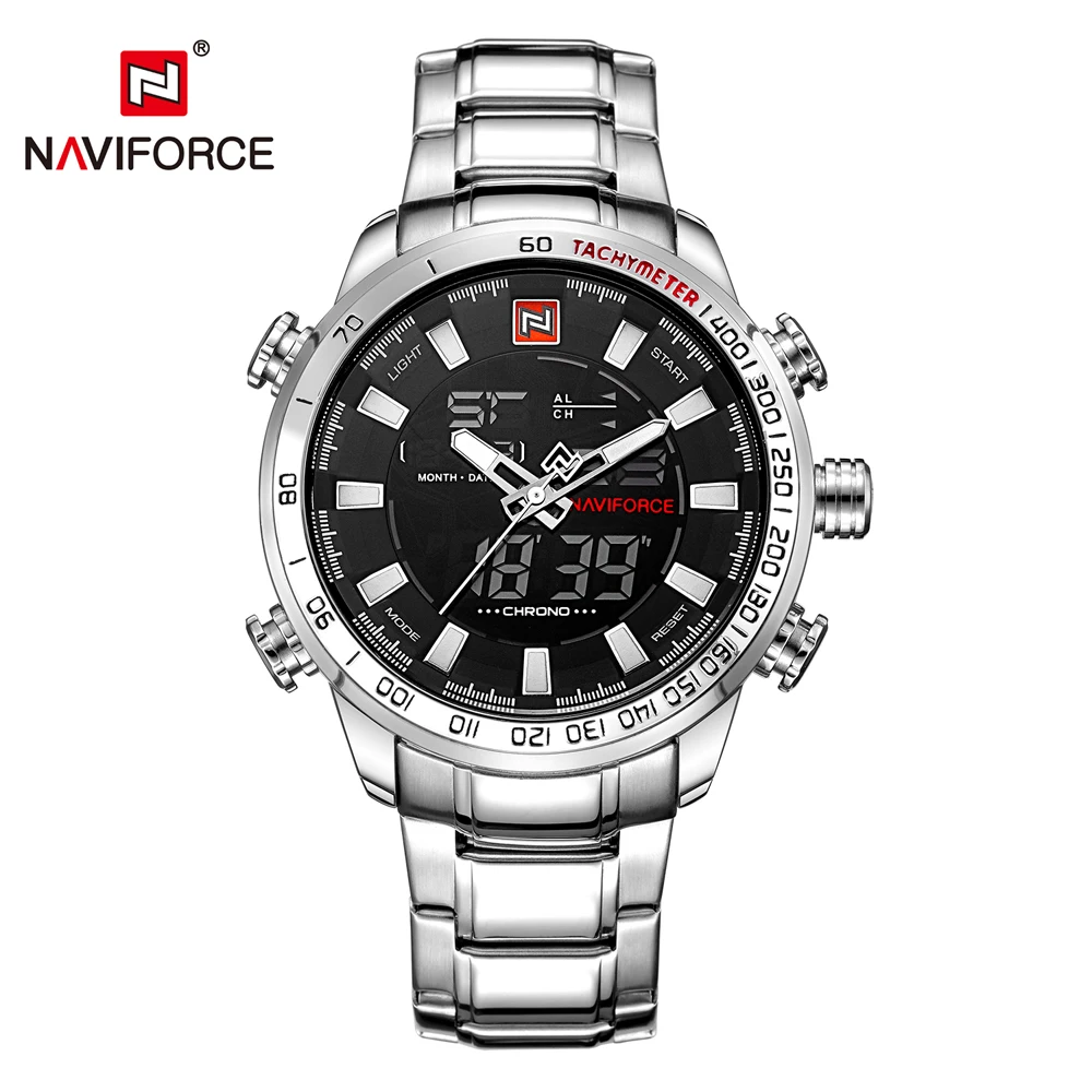 NAVIFORCE военные мужские часы водонепроницаемые спортивные с хронографом