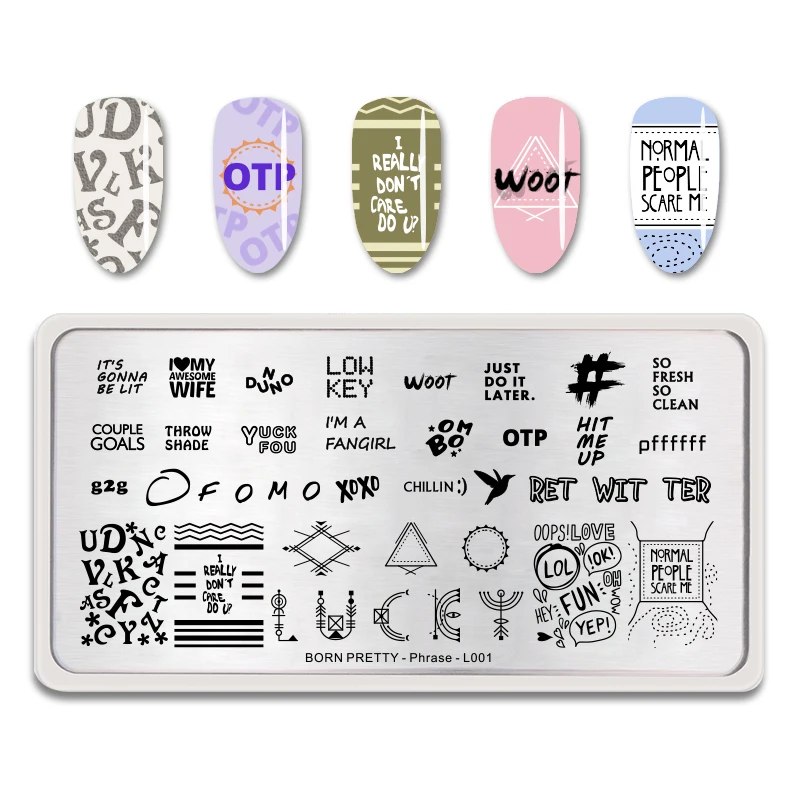 BORN PRETTY штамповка для ногтей шаблон буквы фраза DIY Дизайн украшения штамп