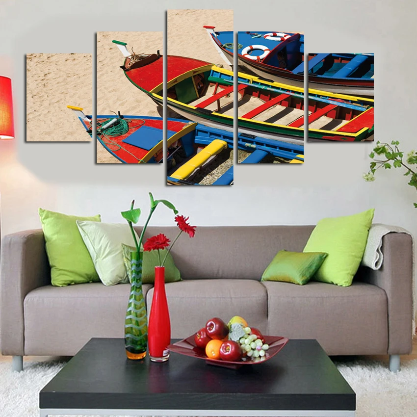 Fashion Canvas Printing Boats 5 pieces Picture Print Home Decoration On Wall For Living Room Bedroom Restaurant A50 Дом и сад