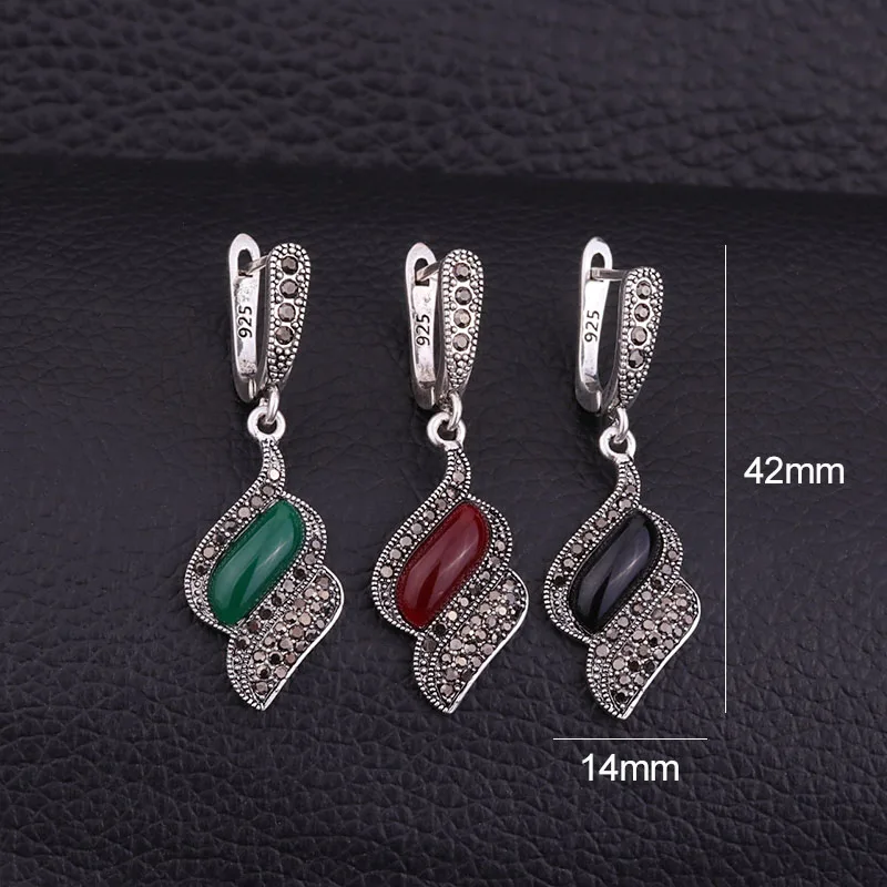 Женские винтажные серьги подвески Sellsets черные стразы из фианита и смолы античные