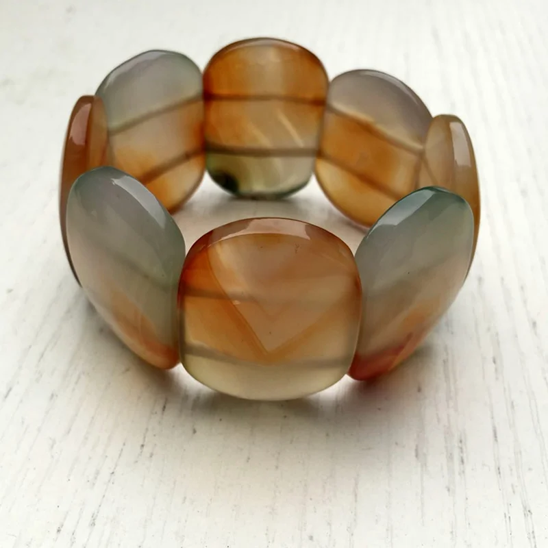 Ботсванские Агаты полосы бусины эластичный браслет Уникальный Шарм Bangle" L - Окраска металла: Mixed colors