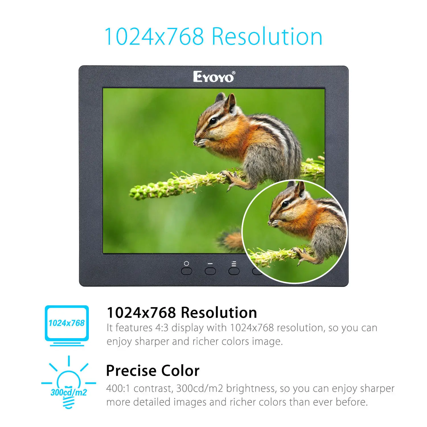 Eyoyo S801T монитор 8 &quot12 ms 1024x768 ЖК экран дисплей с BNC/HDMl выход Встроенные