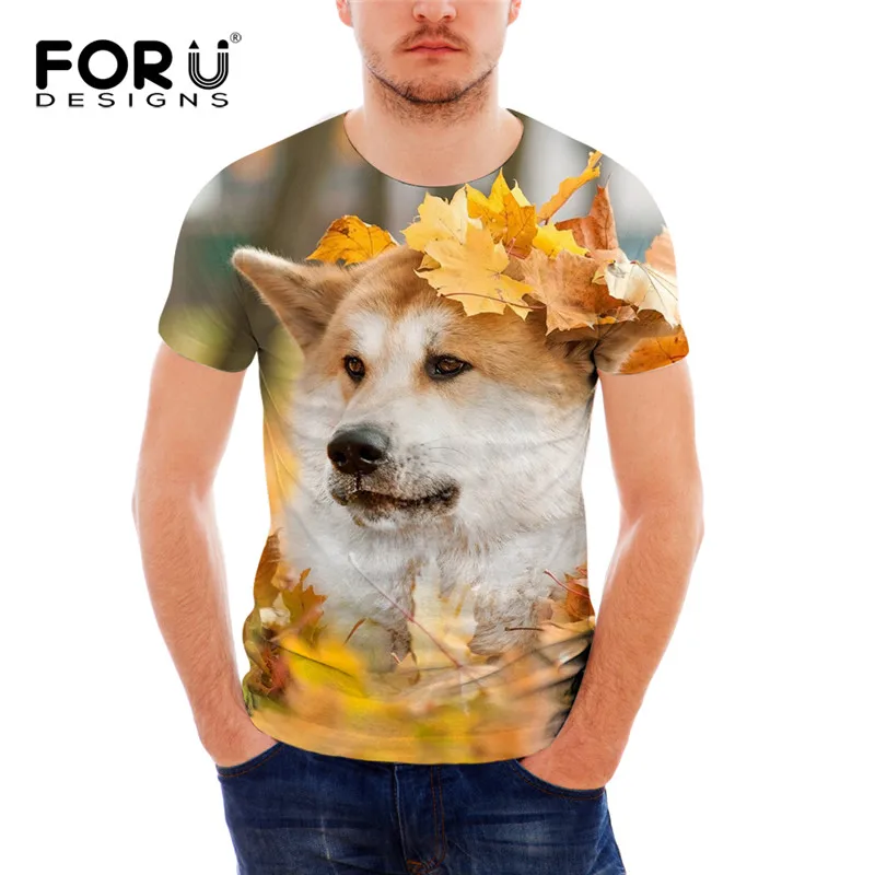 FORUDESIGNS/Мужская брендовая одежда повседневная футболка с 3D принтом Akita летняя