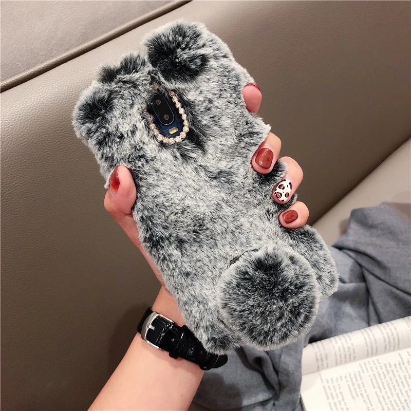 Чехлы с кроличьим мехом для телефонов Huawei P8 P9 P10 P20 Lite Plus P30 Pro 2017 P Smart 2019 Mate 8 9 10 20 X |