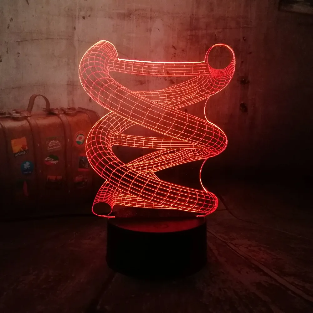 Новинка 2019 креативная лампа для Chtistmas 3D DNA USB светодиодный светильник 7 цветов
