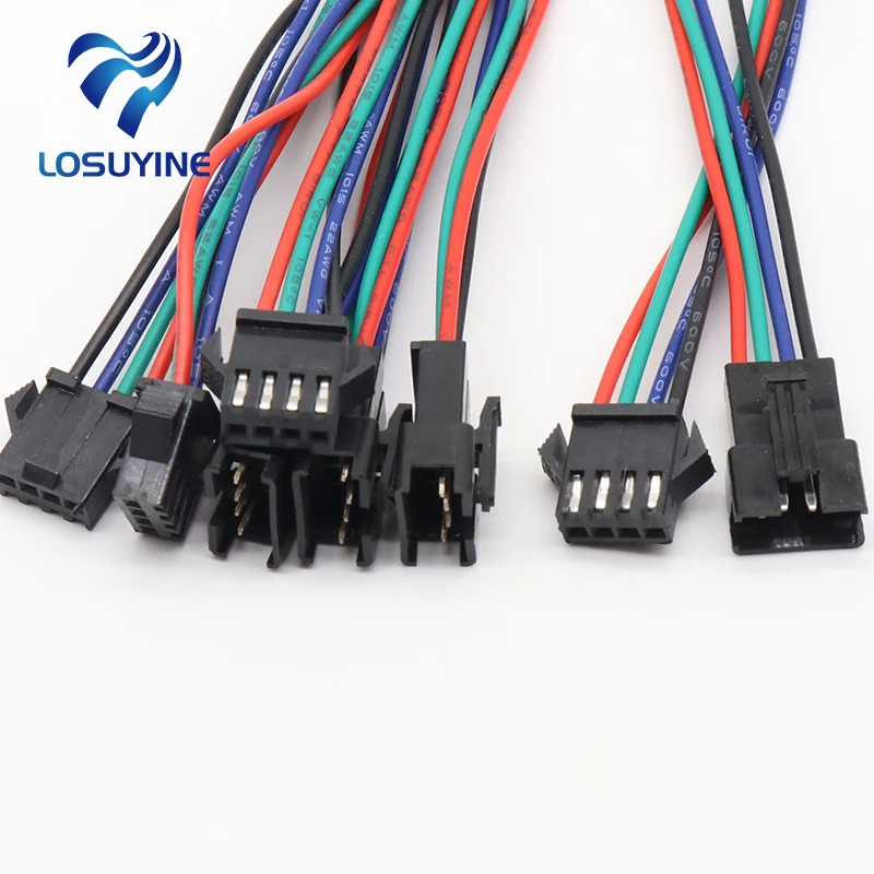 Оптовые поставки 10 пар 4 контактный разъем JST гнездовой кабель для SMD 5050/3528 RGB