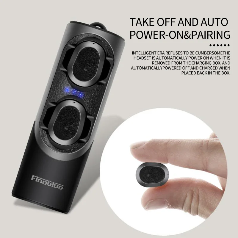 Fineblue XS стерео Беспроводная Bluetooth гарнитура наушники V5.0 двойные TWS мини с зарядным