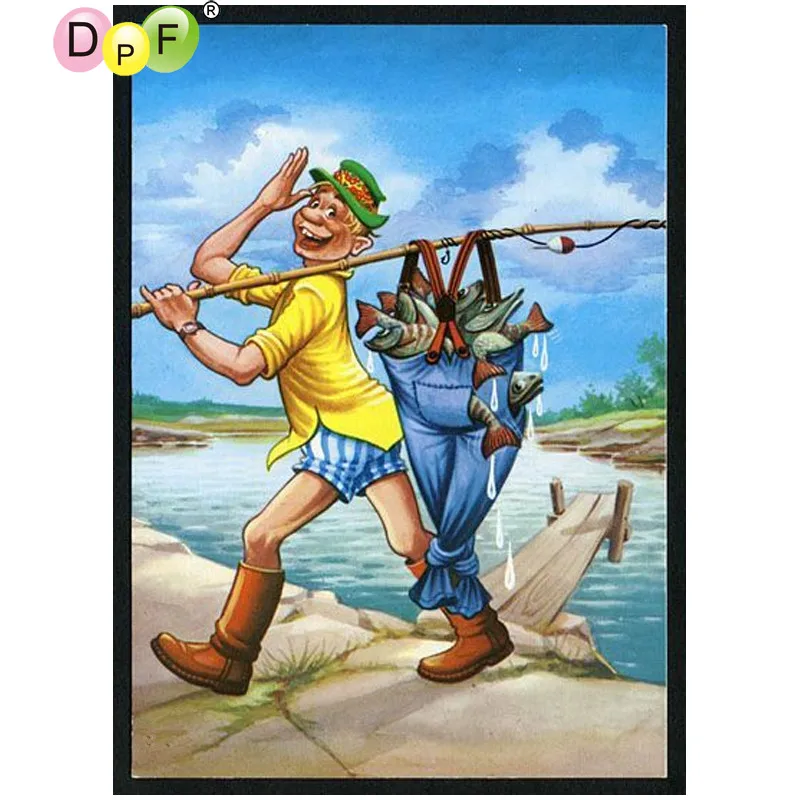 DPF DIY An angler 5D home Декоративная Бриллиантовая мозаика full square diamond вышивка рукоделие