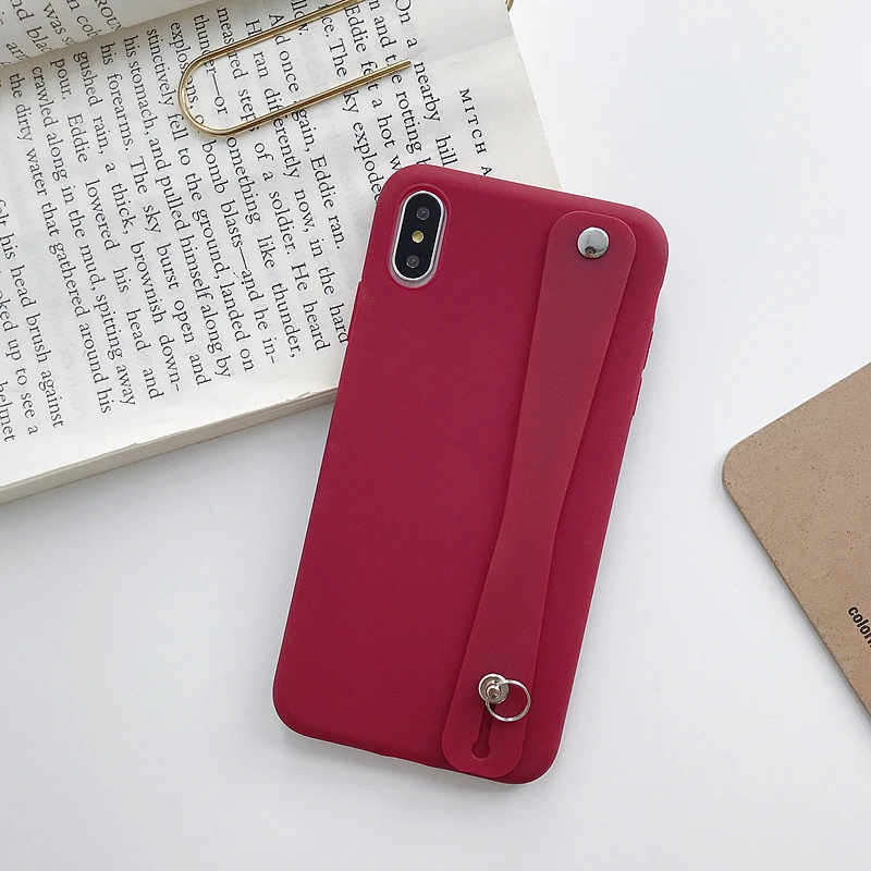 Карамельный цвет ремешок держатель чехол для телефона для iPhone 11 Pro Max XR XS Max X 7 8 6S Plus Чехол Мягкий ТПУ полный корпус задняя крышка телефона - Цвет: i