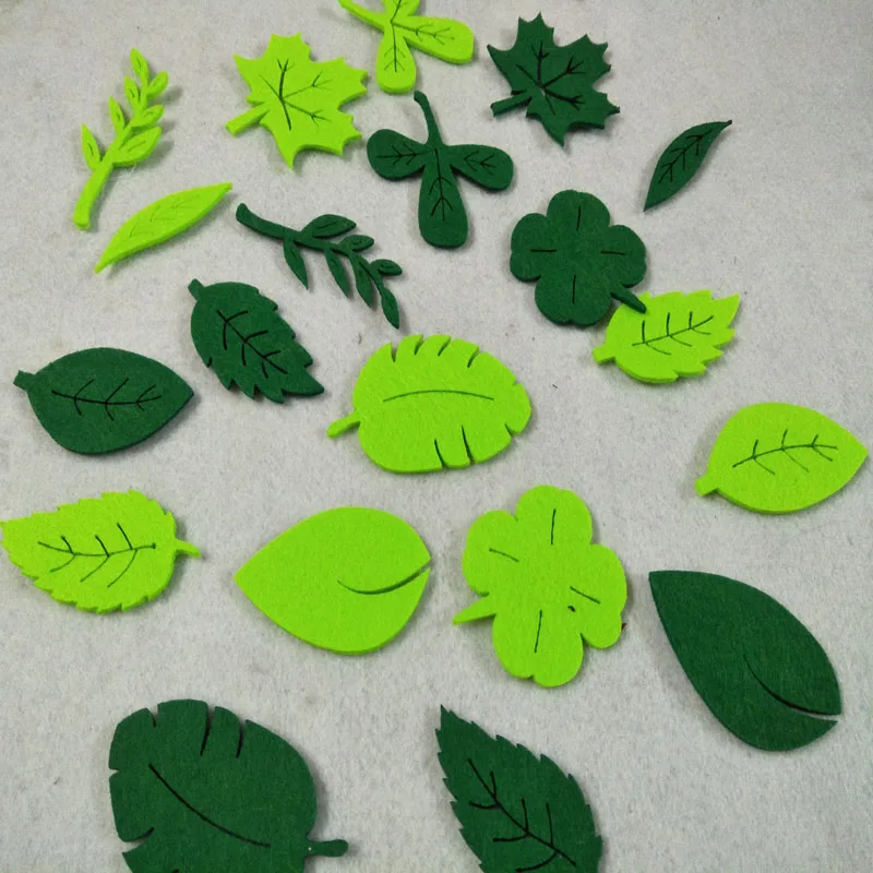 OKRA детский сад 20 шт. режущие фетровые листья разных цветов 2 мм зеленые DIY