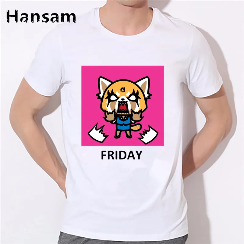 Aggretsuko aggression Retsuko футболка Новая летняя в стиле хип-хоп Camisetas Hombre уличная с