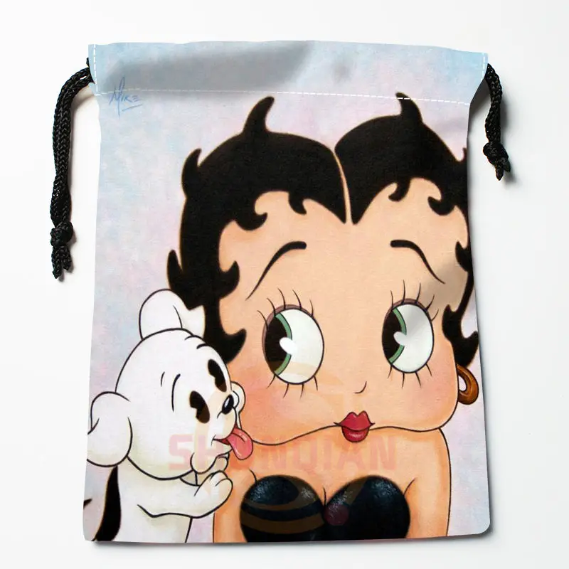 Новая сумка для хранения с принтом Betty Boop, 27x35 см, сатиновые сумки со шнурками, компрессионные сумки, индивидуальные подарки для вашего образа - Цвет: 2