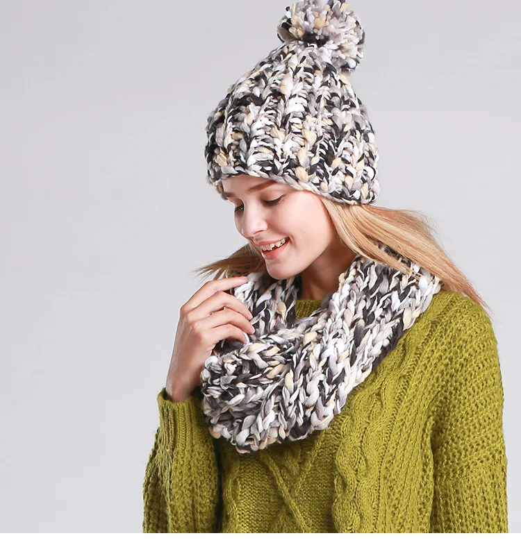 CIVICHIC Новое поступление ручной работы шапка и шарф комплект из двух предметов