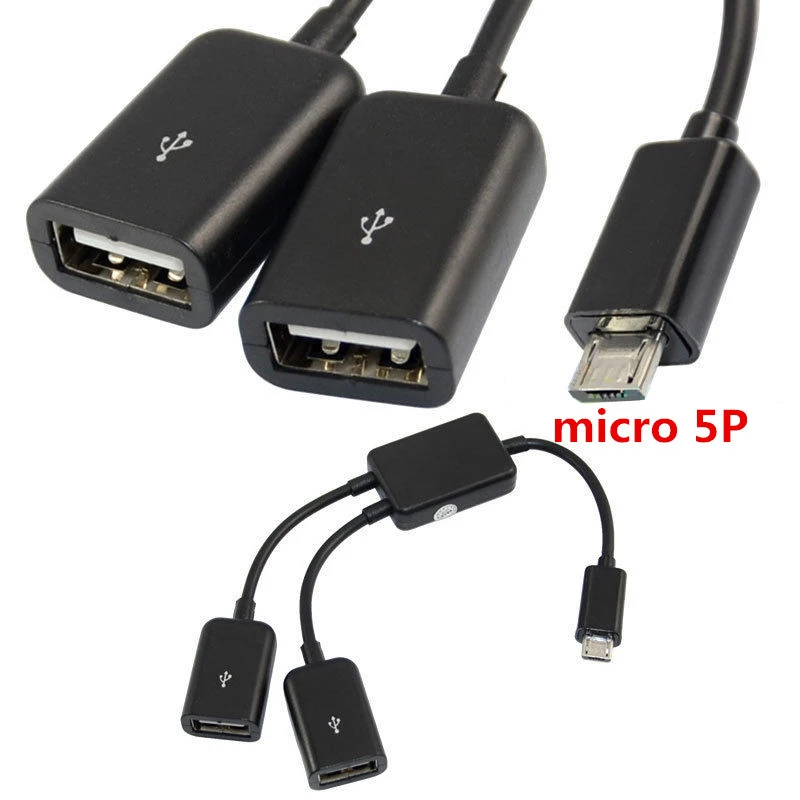 Хост Кабель Micro USB штырь для 2X Type A двойной Женский OTG адаптер конвертер