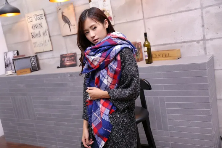 Новый Модный женский клетчатый шарф зима осень кашемировый брендовый акриловый