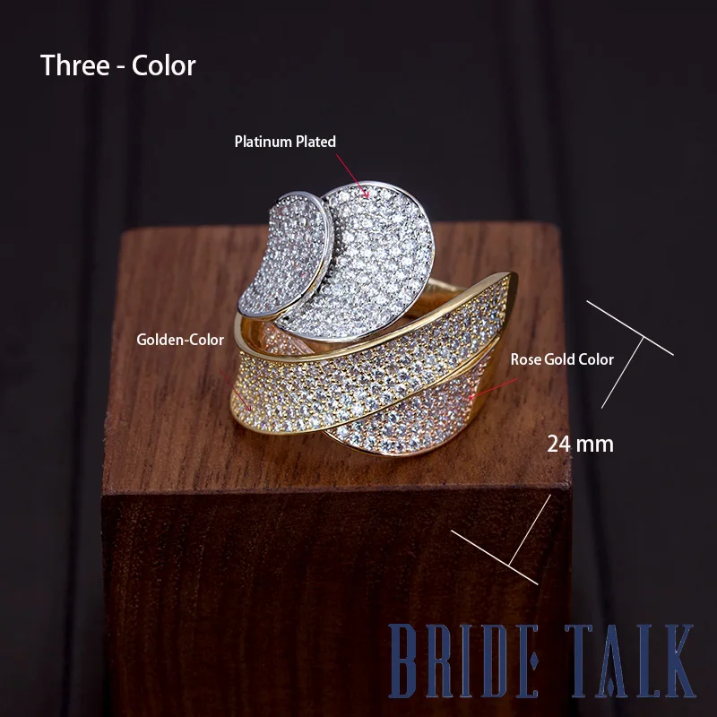 three color Невесты TALK аксессуары Mujer ювелирные изделия из Саудовской Аравии обручальное кольцо ювелирные изделия с кубическим цирконием камень 3 Тон Цвет для женщин - Цвет основного камня: three color