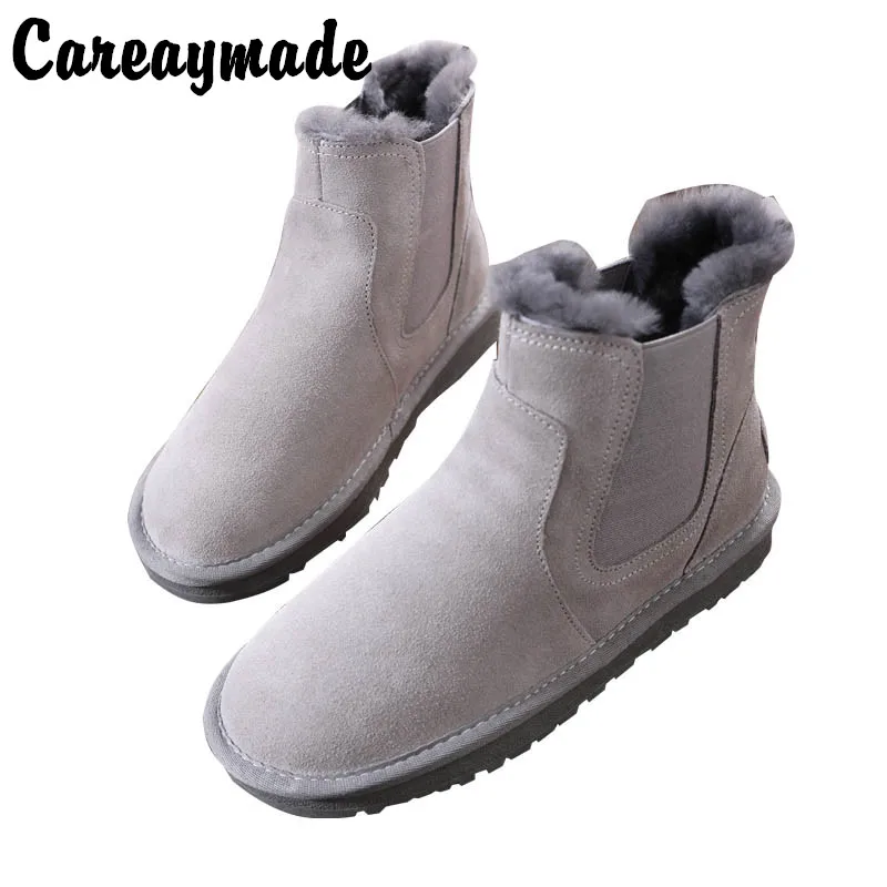 Careaymade короткие сапоги Челси зимние с мехом для женщин новый стиль кожа Бархатная