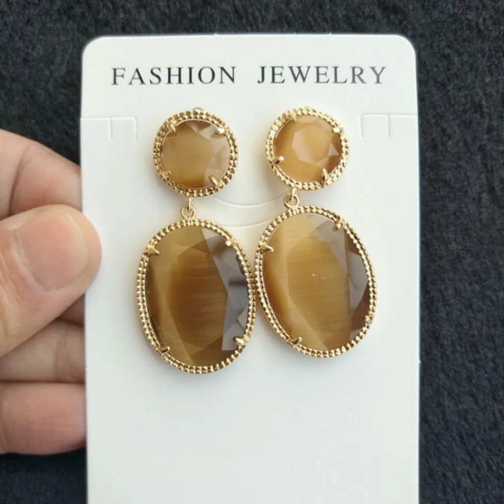 Разноцветные серьги в виде капли воды 5 цветов с золотой оправой Модная бижутерия