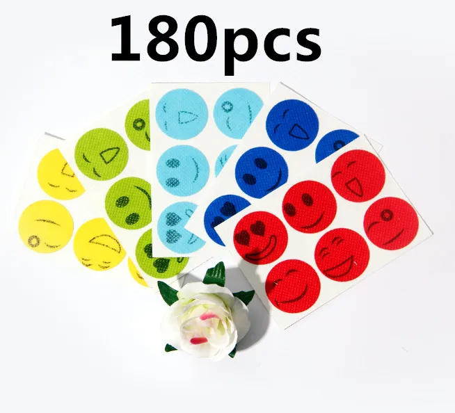 180pcs 120 шт наклейки от комаров DIY наклейки от комаров патчи мультфильм улыбающееся лицо отпугиватель - Цвет: 180pcs