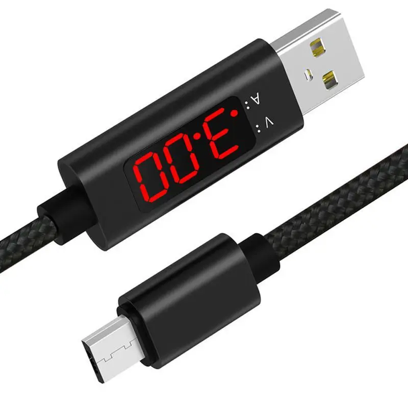 Кабель Micro USB Type-C для быстрой зарядки IOS Android со светодиодным цифровым дисплеем |