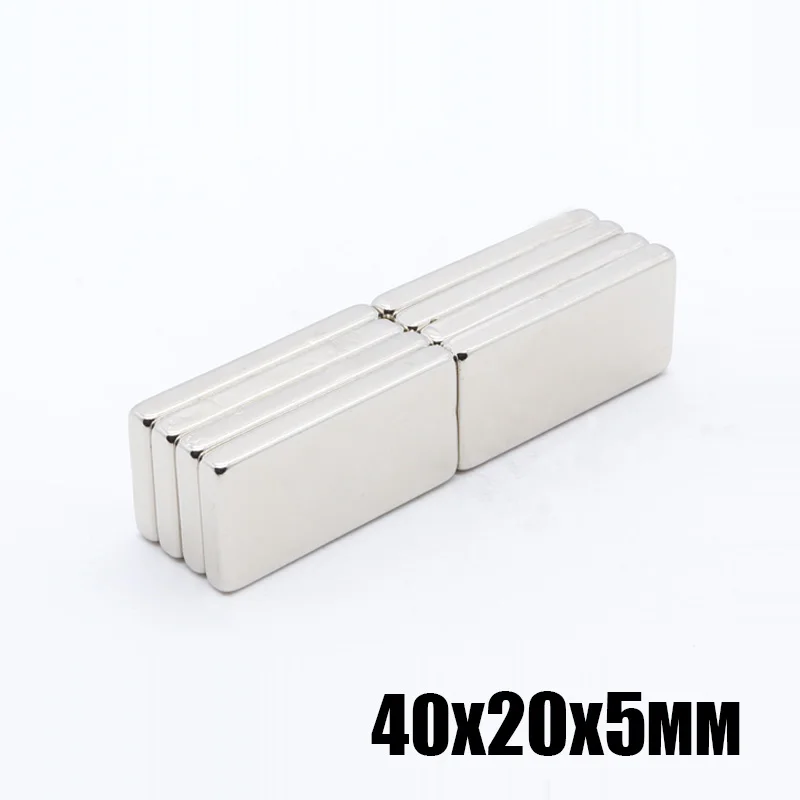 5 шт. 40 мм x 20 супер сильный неодимовый магнит редкоземельный N35 40*20*5 Никель Магне