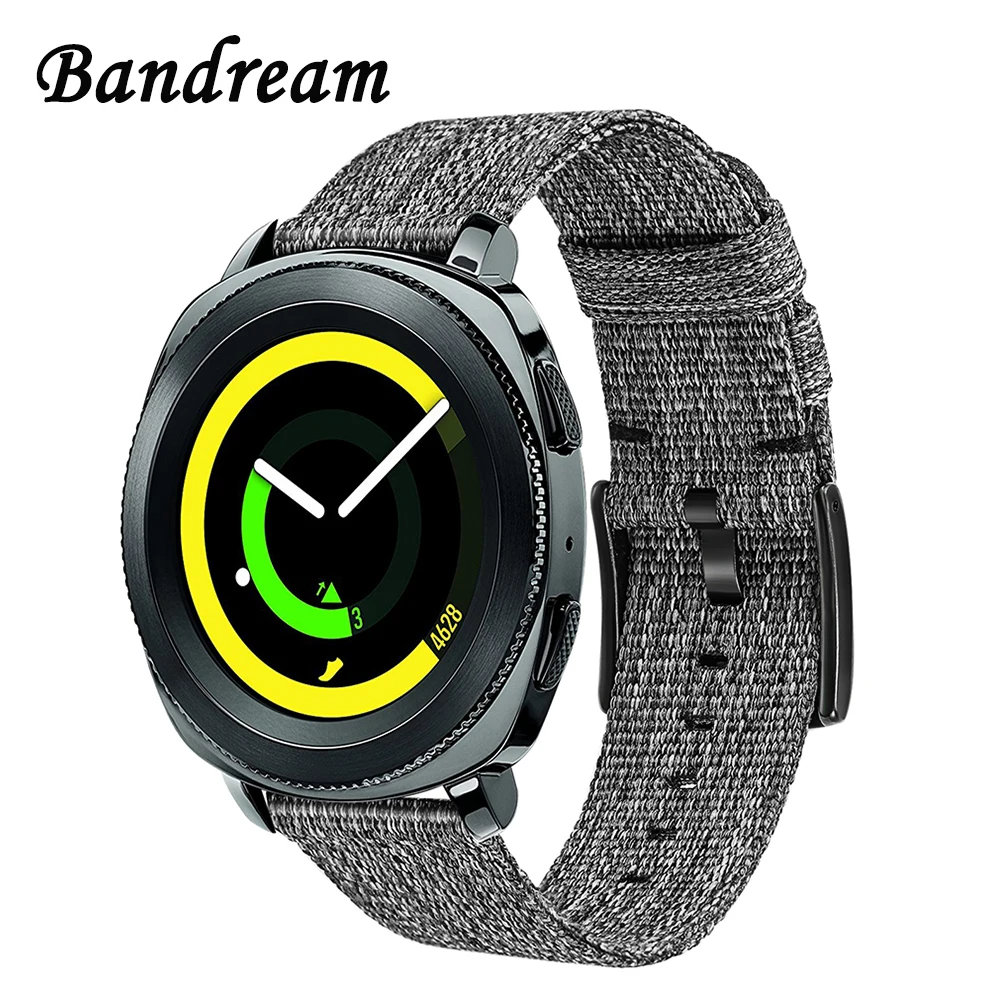 Ремешок нейлоновый для Samsung Gear Sport S2 Classic Garmin Vivoactive3 Ticwatch 2/E быстросъемный браслет