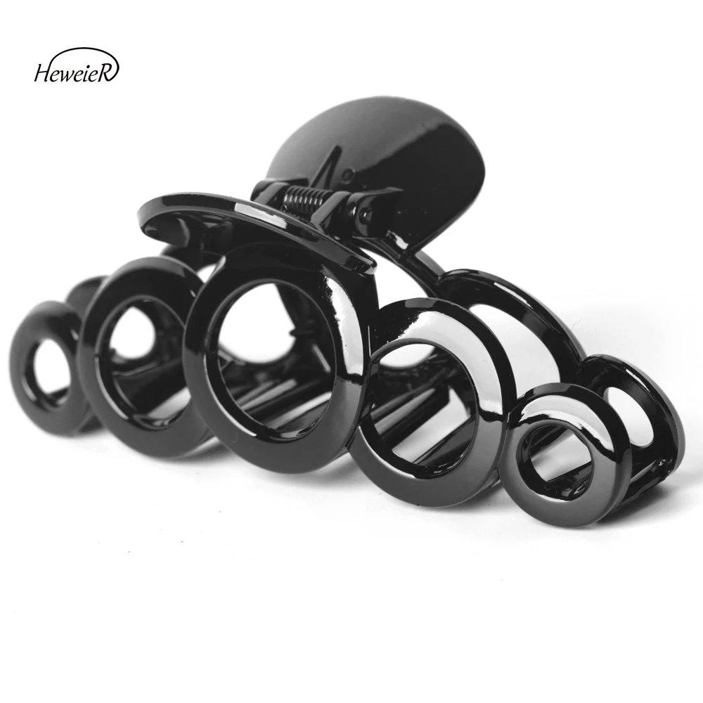 Модный женский пластиковый большой черный зажим-краб для волос зажим захвата